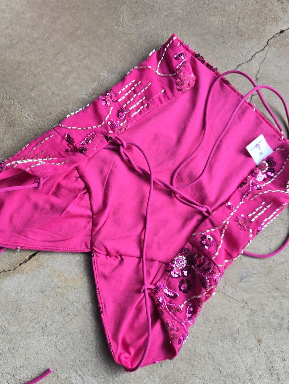 pink y2k style beaded backless going out top medium - Picture 3 of 3
